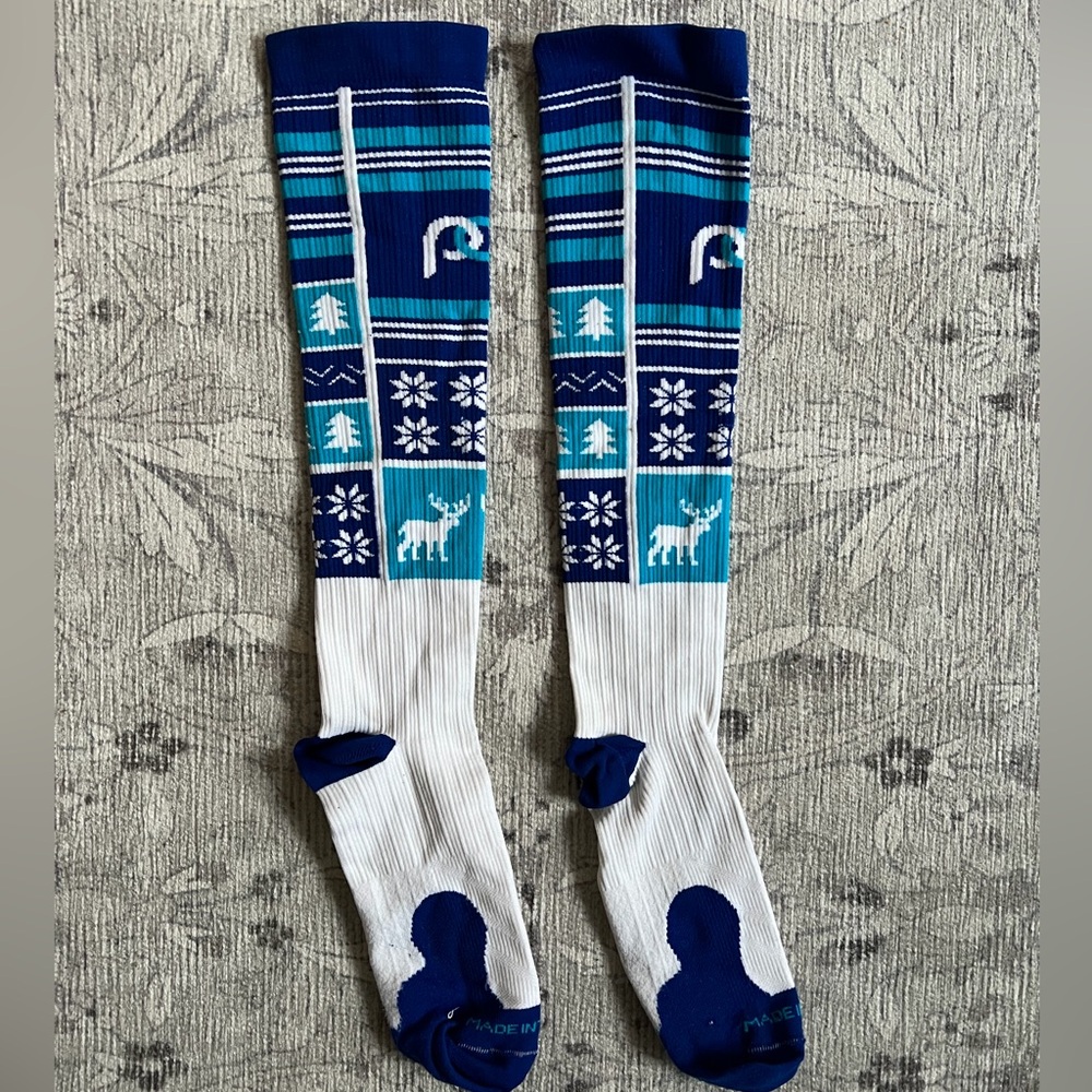 PRO Compression Blue Holiday Knee-high Socks